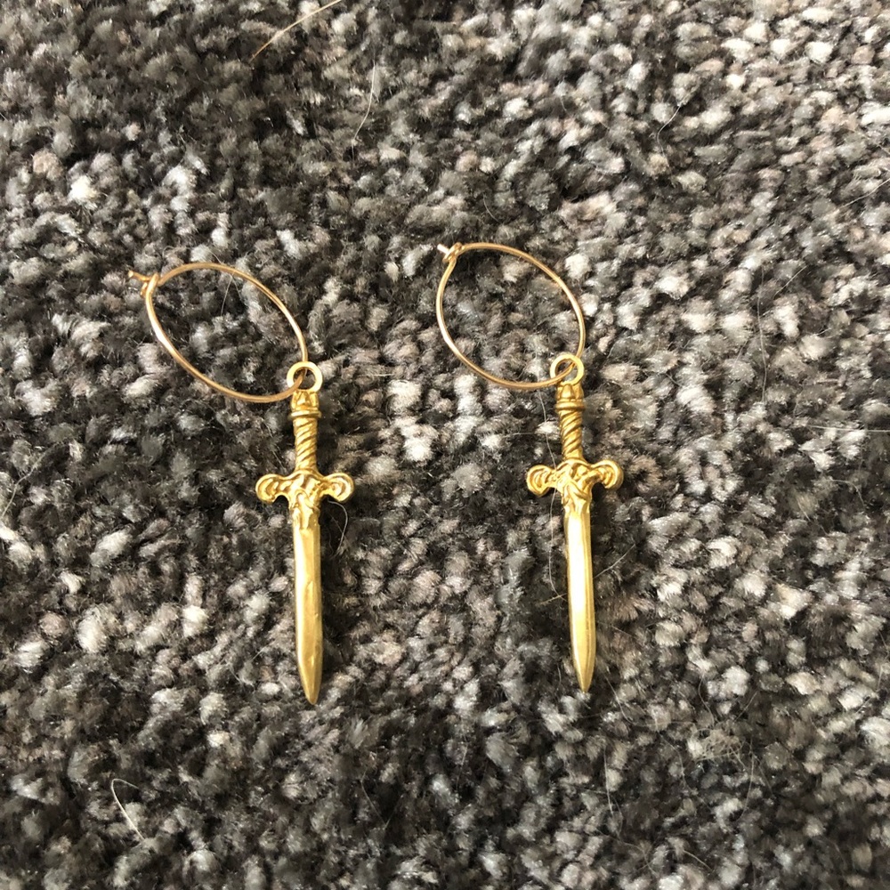 Brass Dagger Earrings